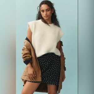 FRNCH CREW-NECK BOUCLÉ SWEATER VEST ivory small NWT